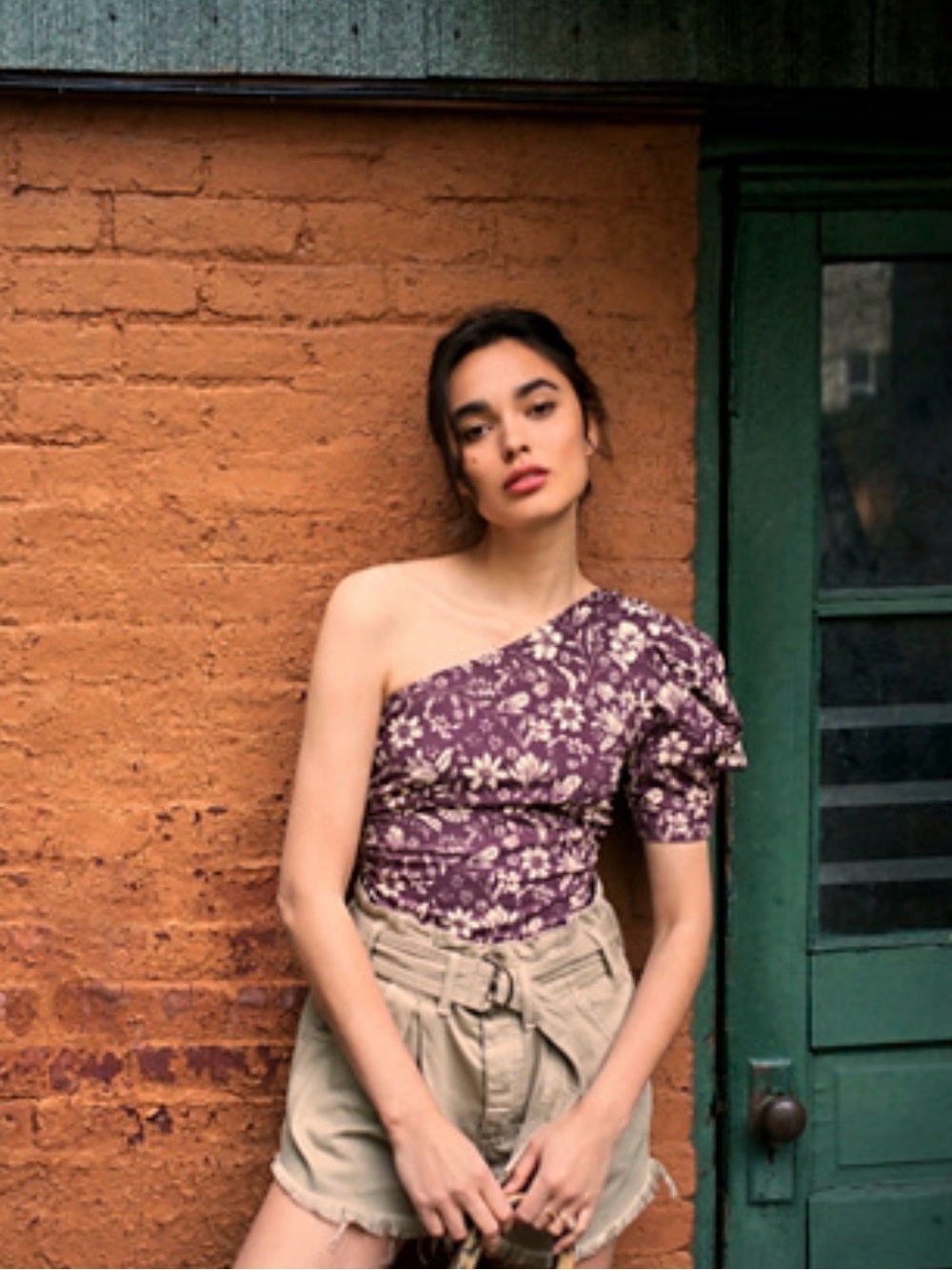 Free People Something Bout You Purple Floral One-Shoulder Bodysuit